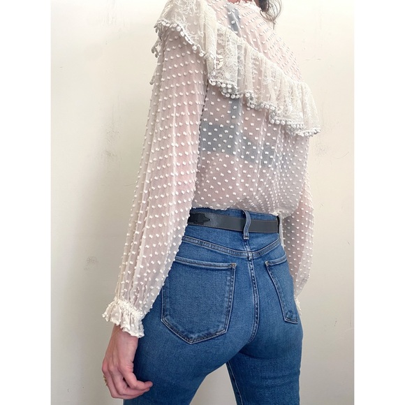 Love Shack Fancy Silk Sheer Blouse Small - Picture 5 of 9